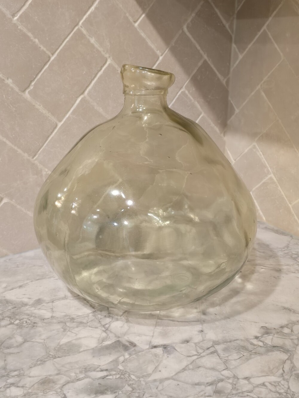 Anthropologie Large Recycled Glass Vase Organic Modern Bottle